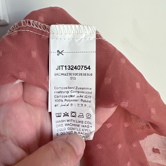 Emery Rose Sheer Pink and Cream Open Cardigan Textured Short Sleeves 2X - Picture 7 of 8